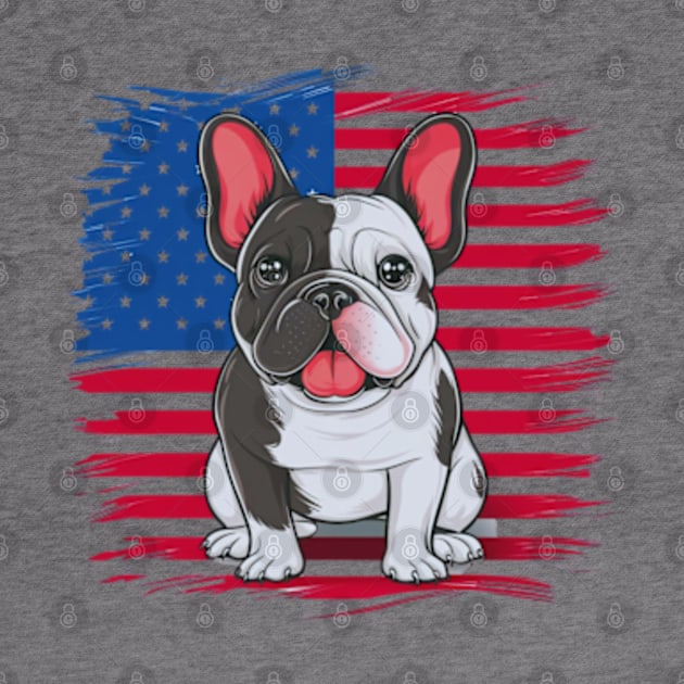 A cartoon French bulldog with American flag(2) by YolandaRoberts